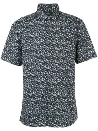 Theory Irving Optic Print Shirt In Blue