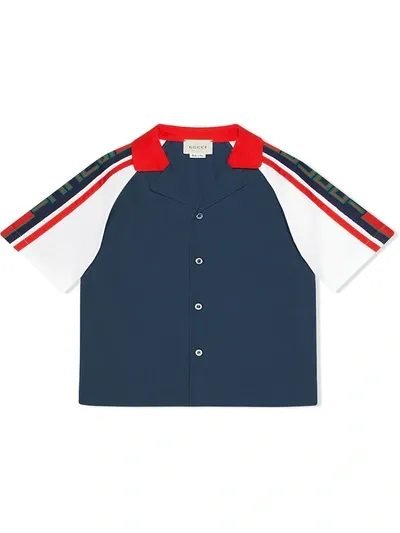 Gucci Kids' Children's Poplin Shirt With  Stripe In Blue