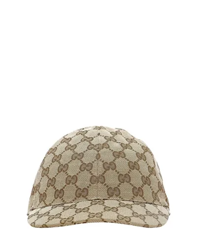 Gucci Babies' Brown Supreme Gg Logo Baseball Cap In Neutrals