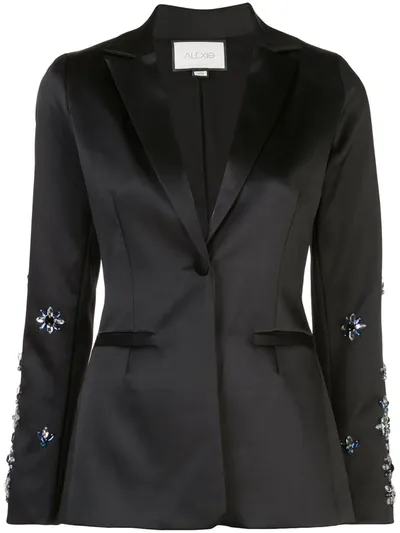 Alexis Loucas Floral Beaded Blazer In Black