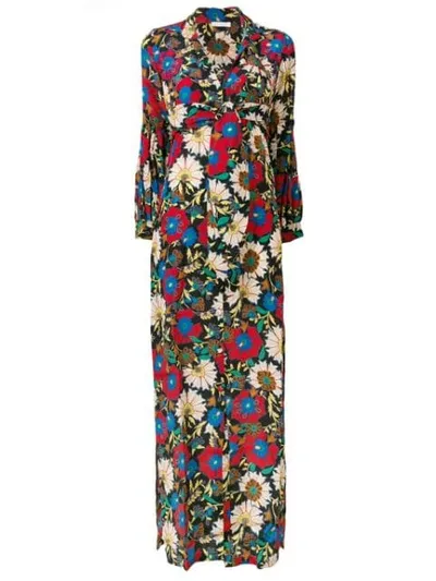 Anjuna Floral Print Maxi Dress In Black