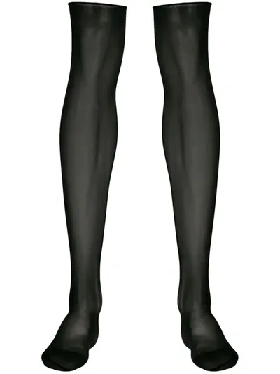 Maison Close Sheer Knee Length Stockings In Black