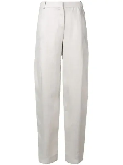 Emporio Armani Straight Leg Tailored Trousers In Neutrals