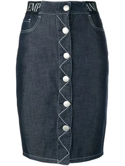 Emporio Armani Five Pocket Design Denim Skirt In Blue