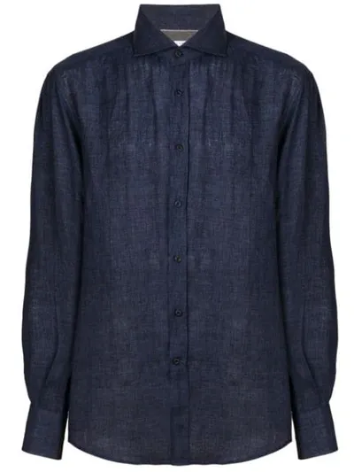 Brunello Cucinelli Long Sleeved Shirt In Blue