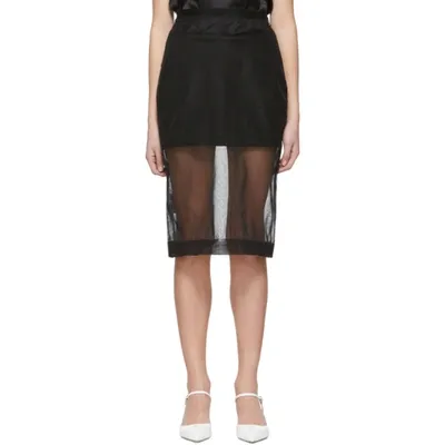 Miu Miu Black Nylon Mesh Pencil Skirt