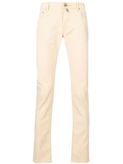 Jacob Cohen Tab Appliqué Detail Trousers In Yellow