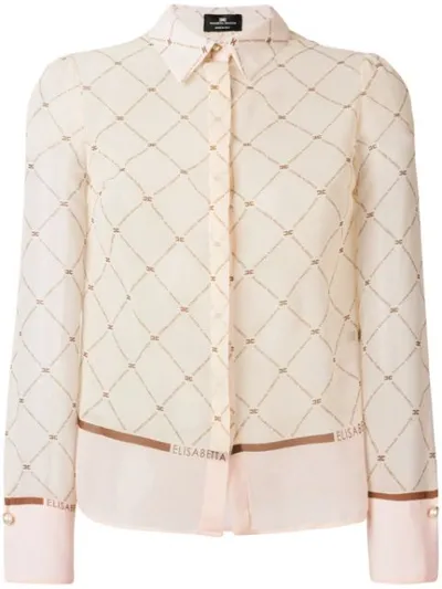 Elisabetta Franchi Logo Print Shirt In Neutrals