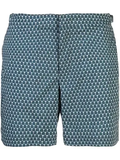 Orlebar Brown Bulldog Golf Tee-print Swim Trunks In Blue