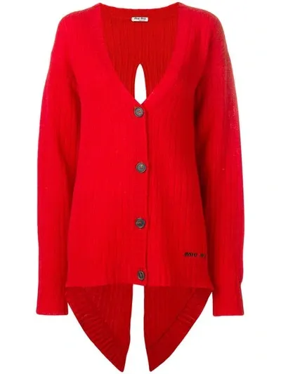 Miu Miu Back Slit Cardigan In Red