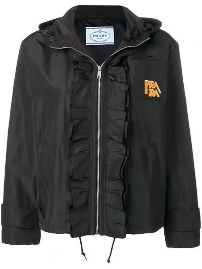 Prada Technical Hooded Jacket In Black