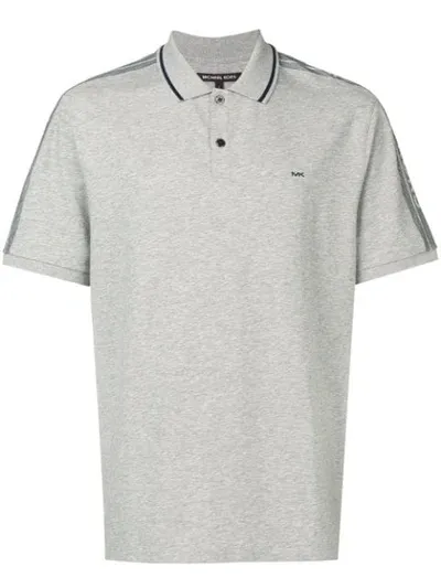 Michael Michael Kors Logo Stripe Polo Shirt In Grey