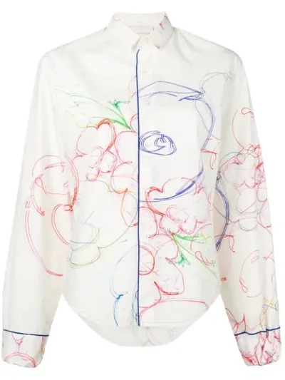 Rohka Sketch Print Shirt In White