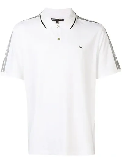 Michael Michael Kors Logo Stripe Polo Shirt In White