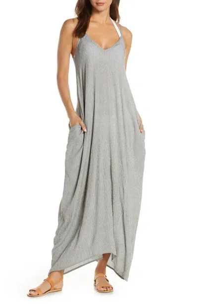 Elan Cover-up Maxi Dress In Black Micro Stripe