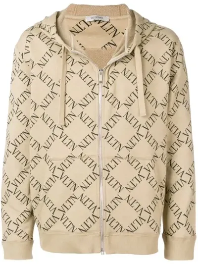 Valentino Logo Printed Hoodie In Neutrals