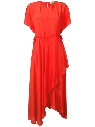 Twinset Ruffled Midi Dress In Red