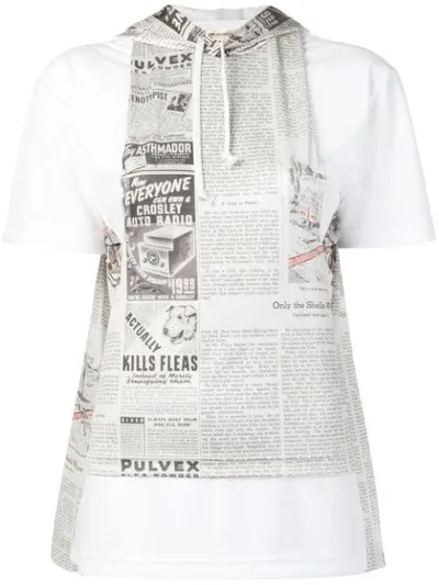 Comme Des Garçons Multi Print Hooded T-shirt In White