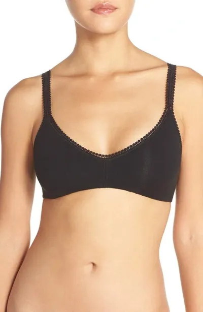 On Gossamer Cabana Cotton Blend Stretch Bralette In Black