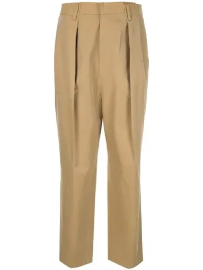 Juunj Pleat Overlap Trousers In Brown