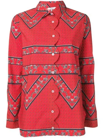 Ganni Patterned Shirt In Red