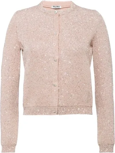 Miu Miu Cardigan Mit Pailletten In Pink