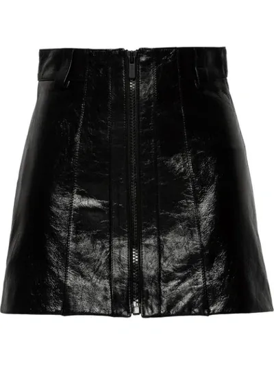 Miu Miu Zip-front A-line Mini Skirt In Black