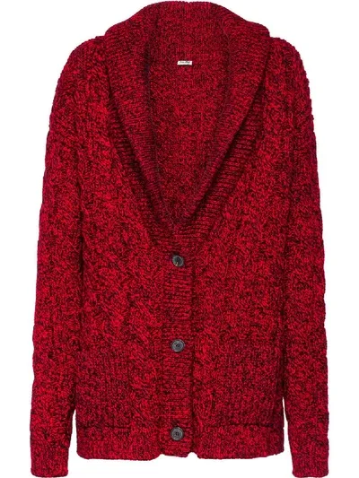 Miu Miu Cardigan Mit Zopfmuster In Red