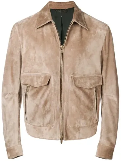 Ajmone Fitted Zipped Jacket In Neutrals