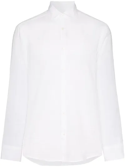 Frescobol Carioca Long-sleeved Linen Shirt In White