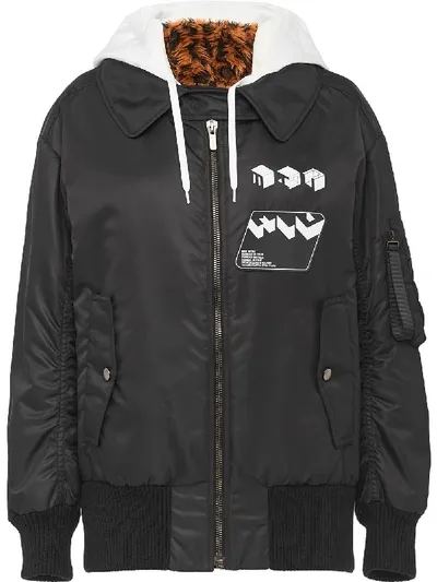 Miu Miu Twill-bomberjacke In Black