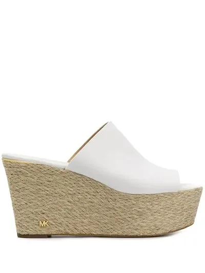 Michael Michael Kors Platform Wedge Mules In White