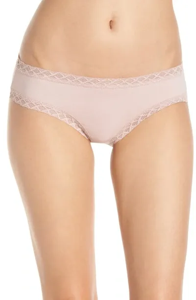 Natori Bliss Lace-trim Cotton Brief Underwear 156058 In Rose Beige