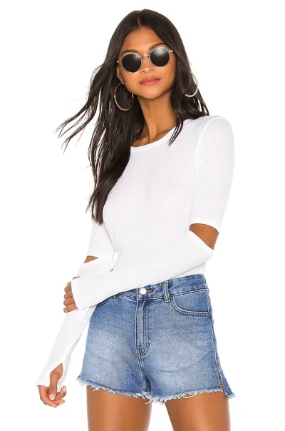 Michael Lauren Solomon Elbow Cut Out Tee In White