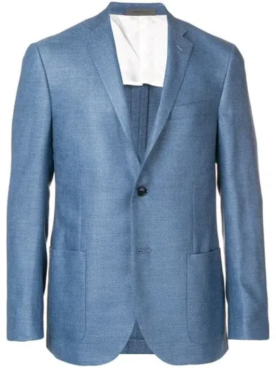 Corneliani Notched Lapel Blazer In Blue