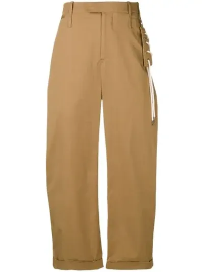 Craig Green Pantaloni Slim-fit In Cotone Stretch Con Cordino In Neutrals