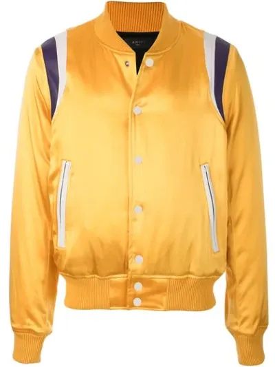 Amiri Varsity Baseball Loose Fit Jacket In Yellow