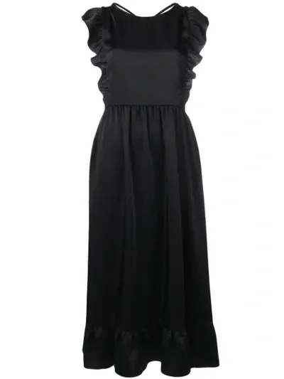 Red Valentino Open Back Midi Dress In Black