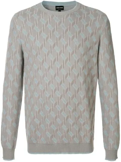 Giorgio Armani Jacquard Motif Jumper In Grey