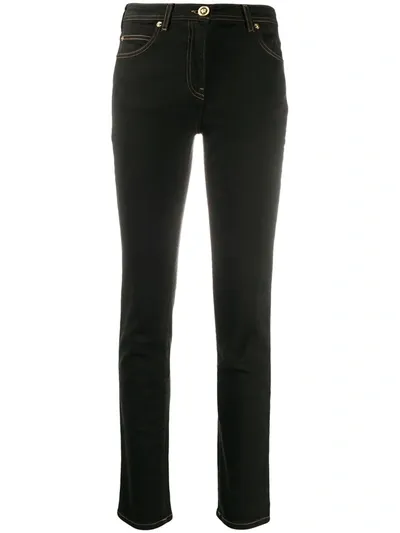 Versace High-rise Slim Fit Denim Jeans In Black