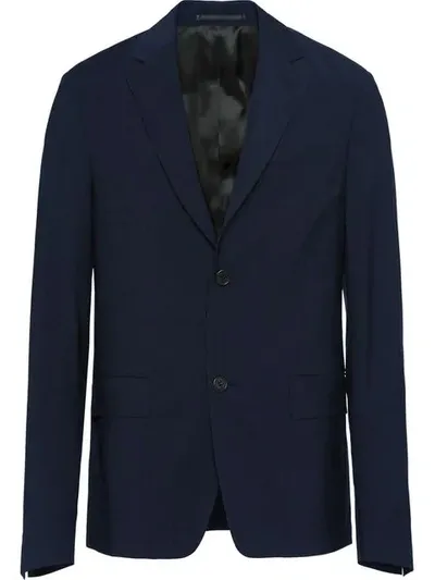 Prada Single-breasted Wool Jacket In Blue