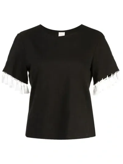 Cinq À Sept Landon Tassel-sleeve Jersey Tee In Black