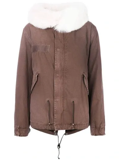 Mr & Mrs Italy Trimmed Hood Short Parka In Brown