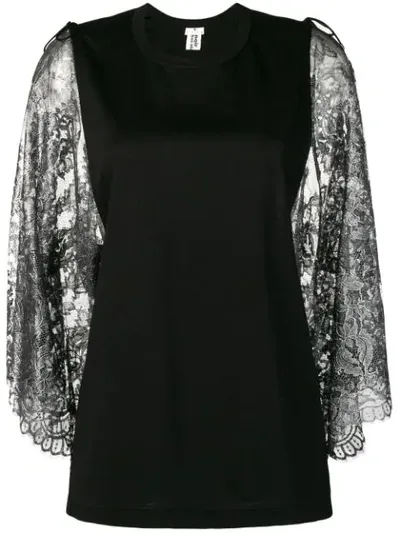 Comme Des Garçons Lace Sleeve Top In Black