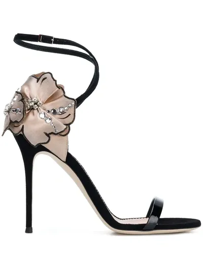 Giuseppe Zanotti 90mm Floral-embellished Sandals In Black