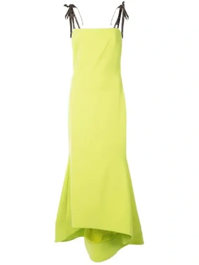 Christian Siriano Peplum Hem Long Dress In Green