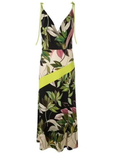 Christian Siriano Hawaiian Print Fitted Dress In Multicolour