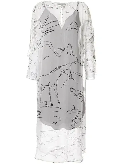 Lee Mathews Gypsy Silk Channel Dress In White