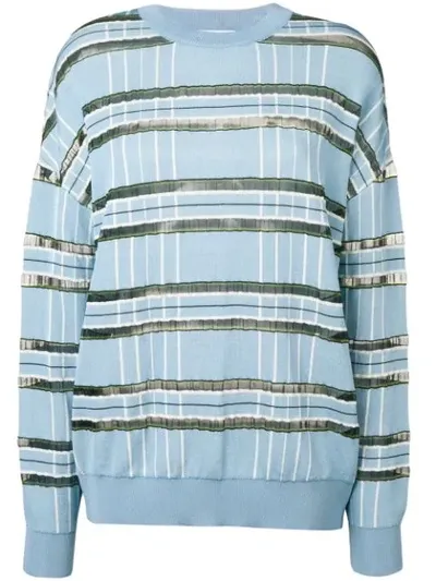 Christian Wijnants Striped Sheer Panelled Jumper In Blue