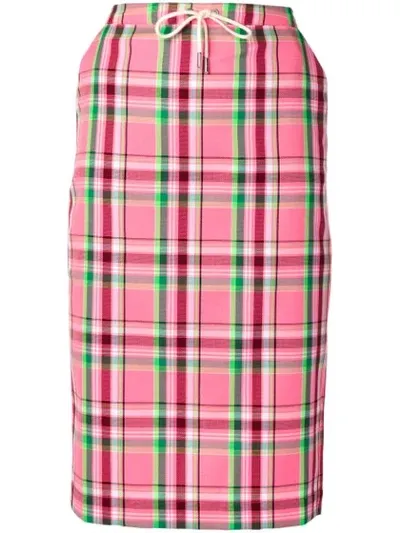 Essentiel Antwerp Plaid Pencil Skirt In Fuchsia